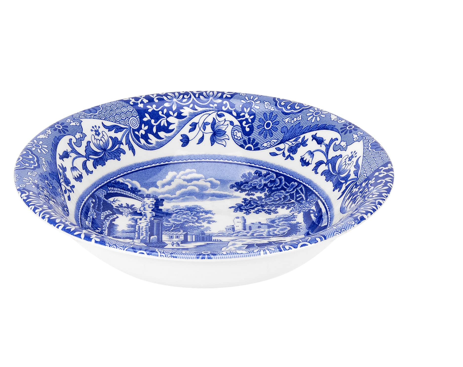 Spode Blue Italian Cereal Bowl | Set of 4 | Oatmeal, Cereal, and Rice Bowl | Made of Earthenware | 6.5-Inches | Dishwasher and Microwave Safe | Made in England