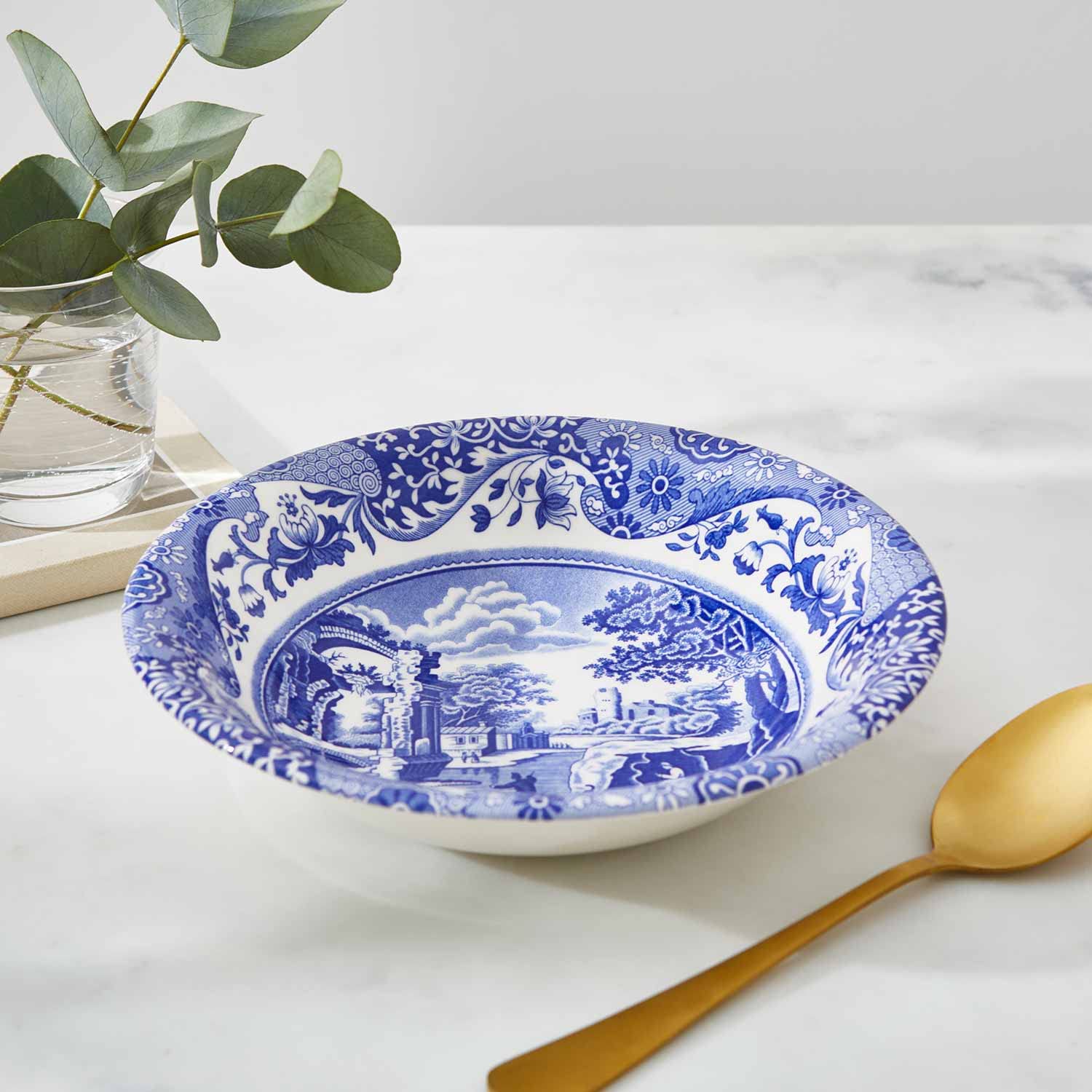 Spode Blue Italian Cereal Bowl | Set of 4 | Oatmeal, Cereal, and Rice Bowl | Made of Earthenware | 6.5-Inches | Dishwasher and Microwave Safe | Made in England