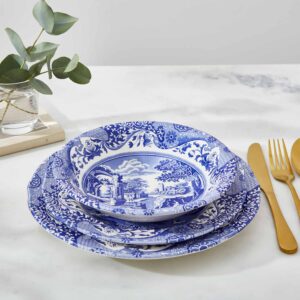 Spode Blue Italian Cereal Bowl | Set of 4 | Oatmeal, Cereal, and Rice Bowl | Made of Earthenware | 6.5-Inches | Dishwasher and Microwave Safe | Made in England