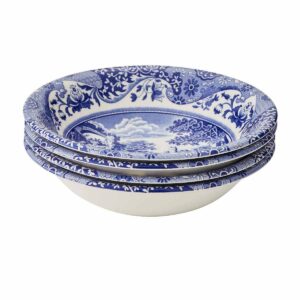 Spode Blue Italian Cereal Bowl | Set of 4 | Oatmeal, Cereal, and Rice Bowl | Made of Earthenware | 6.5-Inches | Dishwasher and Microwave Safe | Made in England