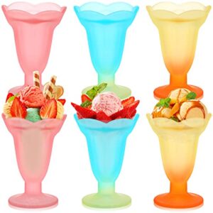 6 pcs 7.5 oz glass tulip sundae cups ice cream bowls parfait glasses frosted footed vintage dessert cup for milkshake candy, pink, yellow, blue, 5.31 x 3.94 x 3.15 inch