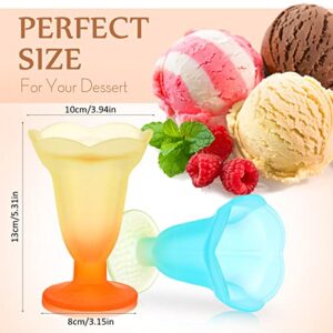 6 Pcs 7.5 oz Glass Tulip Sundae Cups Ice Cream Bowls Parfait Glasses Frosted Footed Vintage Dessert Cup for Milkshake Candy, Pink, Yellow, Blue, 5.31 x 3.94 x 3.15 Inch