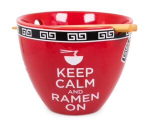 boom trendz bowl bop keep calm and ramen on japanese dinner set | 16-ounce bowl, chopsticks
