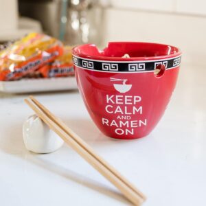 Boom Trendz Bowl Bop Keep Calm And Ramen On Japanese Dinner Set | 16-Ounce Bowl, Chopsticks