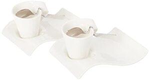 villeroy & boch newwave caffe 6-piece espresso set, set for 2, premium porcelain, made in germany, white