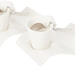 Villeroy & Boch NewWave Caffe 6-Piece Espresso Set, Set for 2, Premium Porcelain, Made in Germany, White