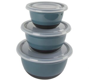 wisconic 6-piece non-slip bowl set - plastic, durable kitchenware, dishwasher safe - made in the usa - prussian blue