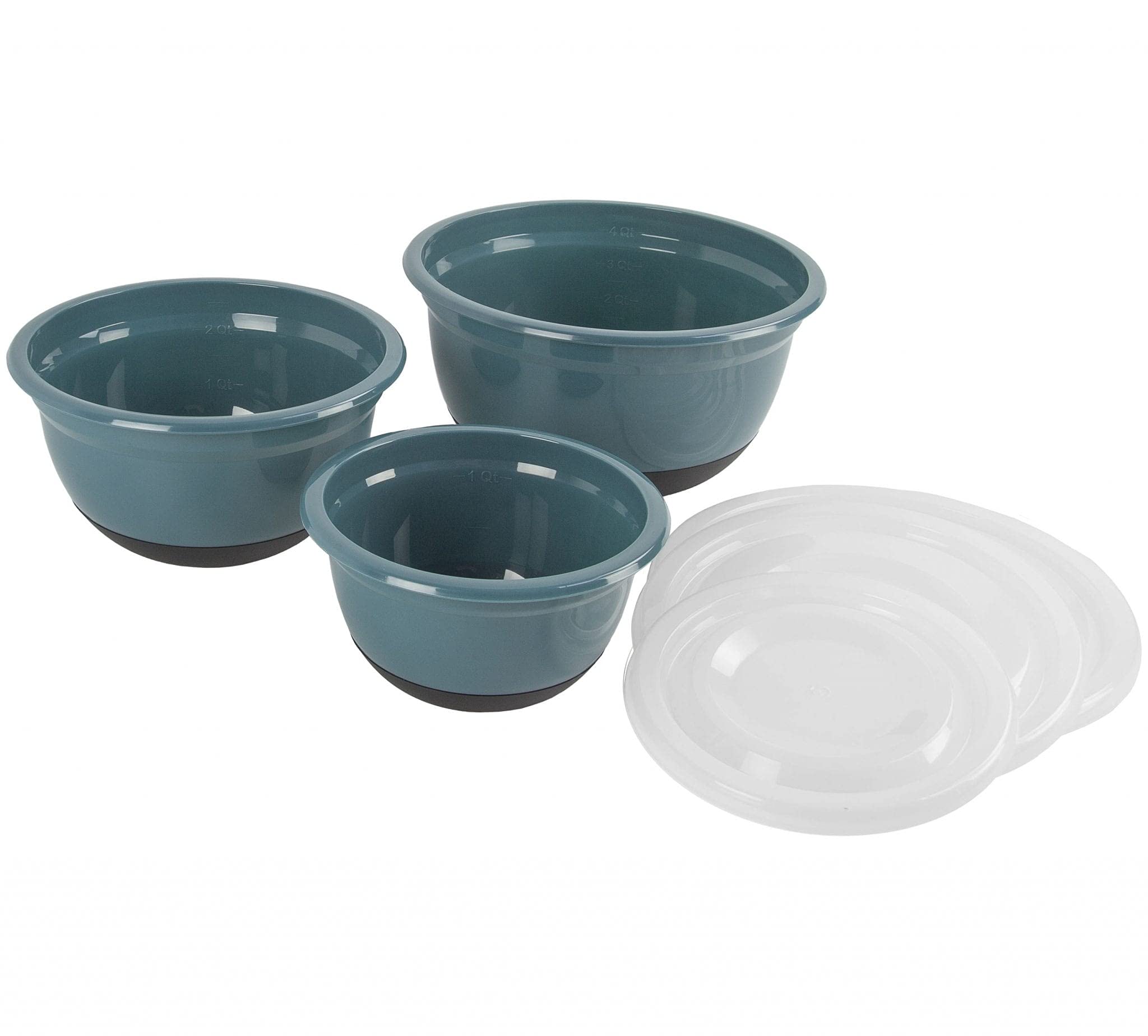 Wisconic 6-Piece Non-Slip Bowl Set - Plastic, Durable Kitchenware, Dishwasher Safe - Made in the USA - Prussian Blue