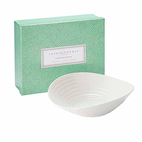 Portmeirion Sophie Conran White Small Salad Bowl | 9.5 Inch Serving Bowl for Salad, Pasta, and Fruit | Made from Fine Porcelain | Dishwasher and Microwave Safe