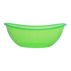 friwer neon oval plastic contoured serving bowls, party snack or salad bowl 80 oz. (green)