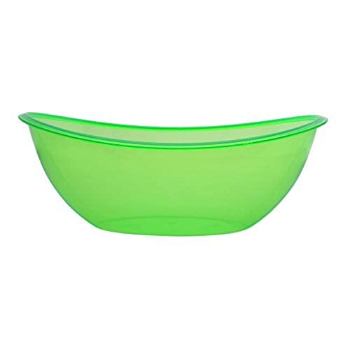 Friwer Neon Oval Plastic Contoured Serving Bowls, Party Snack or Salad Bowl 80 Oz. (Green)