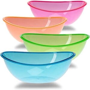 Friwer Neon Oval Plastic Contoured Serving Bowls, Party Snack or Salad Bowl 80 Oz. (Green)