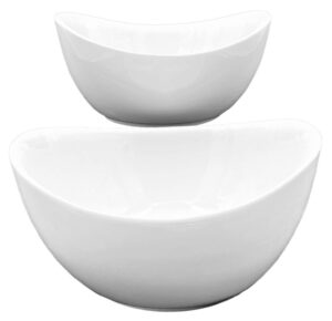 partito bella stackable porcelain bowl set - white large and medium serving bowls for cereal, soup, noodles or ice cream - made of pro-grade porcelain for easy clean up