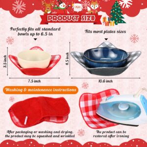 Microwave Bowl Holders Plaid Bowl Holders Hot Bowl Holder Safe Microwave Plate Holder Heat Resistant Bowl Holder for Rice Soup Pasta Bowls (Red, Blue, Green, Yellow, Gray,6 Pieces)