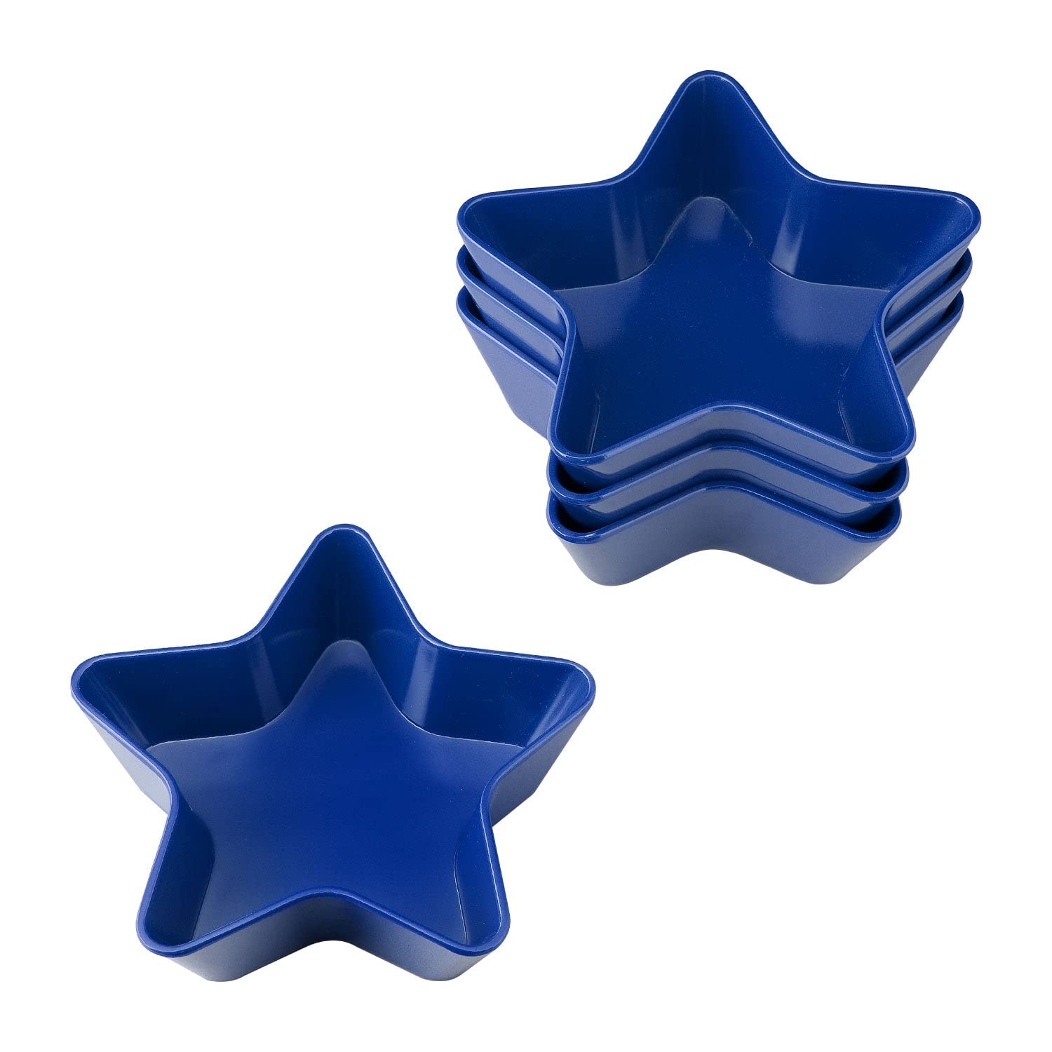 Supreme Housewares 4-Piece Patriotic Star Shaped Bowl Melamine Small Serving Bowl for Dessert, Snack, Ice Cream, Nuts or fruit, 5.5 Inch Dessert Bowl Set (Blue)