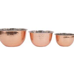 Creative Co-Op Hammered Stainless Steel Bowls in Copper Finish (Set of 3 Sizes)