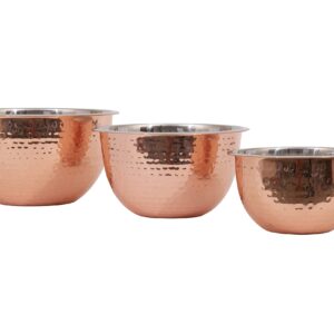 Creative Co-Op Hammered Stainless Steel Bowls in Copper Finish (Set of 3 Sizes)