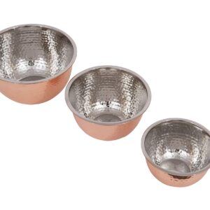 Creative Co-Op Hammered Stainless Steel Bowls in Copper Finish (Set of 3 Sizes)