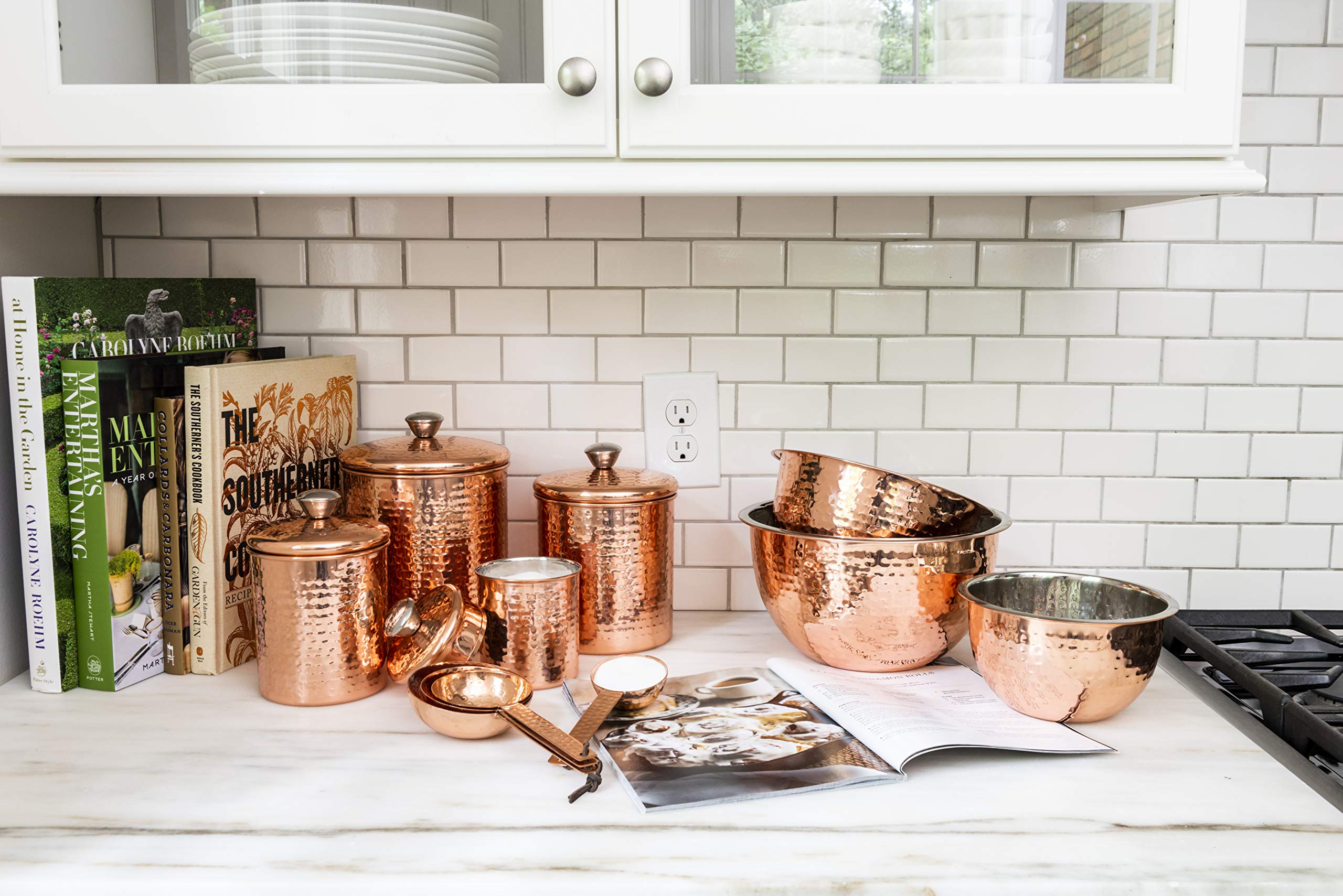 Creative Co-Op Hammered Stainless Steel Bowls in Copper Finish (Set of 3 Sizes)