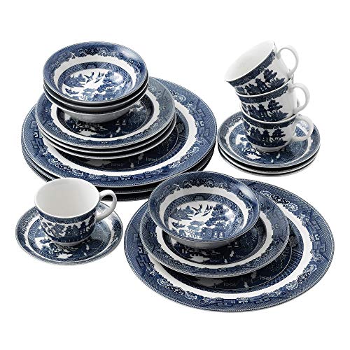 Johnson Brothers Willow Blue 20 Piece Dinnerware Set, Service for 4