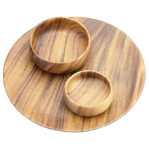 PACIFIC MERCHANTS Acaciaware Round Calabash Salad Bowls, 6-Inch by 2-inch Set of 4, Nut Bowl, Soup Bowl, Hand Turned From One Piece Of Wood, Eco-Friendly, Sustainably Harvested