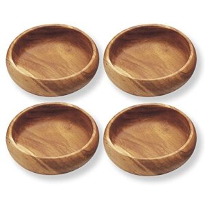 pacific merchants acaciaware round calabash salad bowls, 6-inch by 2-inch set of 4, nut bowl, soup bowl, hand turned from one piece of wood, eco-friendly, sustainably harvested