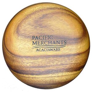 PACIFIC MERCHANTS Acaciaware Round Calabash Salad Bowls, 6-Inch by 2-inch Set of 4, Nut Bowl, Soup Bowl, Hand Turned From One Piece Of Wood, Eco-Friendly, Sustainably Harvested