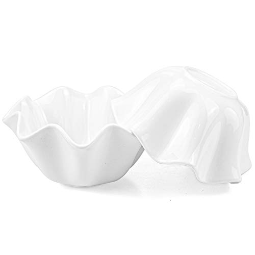 Foraineam 6 Pack Porcelain Dessert Bowls Baking Ramekins, 13 Ounce Flower Shaped Serving Bowls for Dipping Sauces, Souffle, Creme Brulee, Ice Cream, Dessert