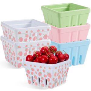 didaey 6 pcs ceramic berry basket 3.94 x 2.76 inch farmhouse fruit bowl with holes cute small strawberry decor kawaii berry bowl kitchen harvest berry colander stoneware for veggie berries fruits