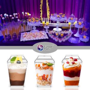 5.5oz Dessert Cups with Lids and Spoons,Plastic Clear Square Dessert Bowls Disposable Reusable Parfait Appetizer Cup-Set of 24