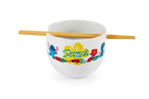 robe factory llc disney lilo & stitch japanese dinnerware set | 16-ounce ramen bowl, chopsticks