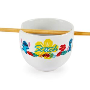 Robe Factory LLC Disney Lilo & Stitch Japanese Dinnerware Set | 16-Ounce Ramen Bowl, Chopsticks