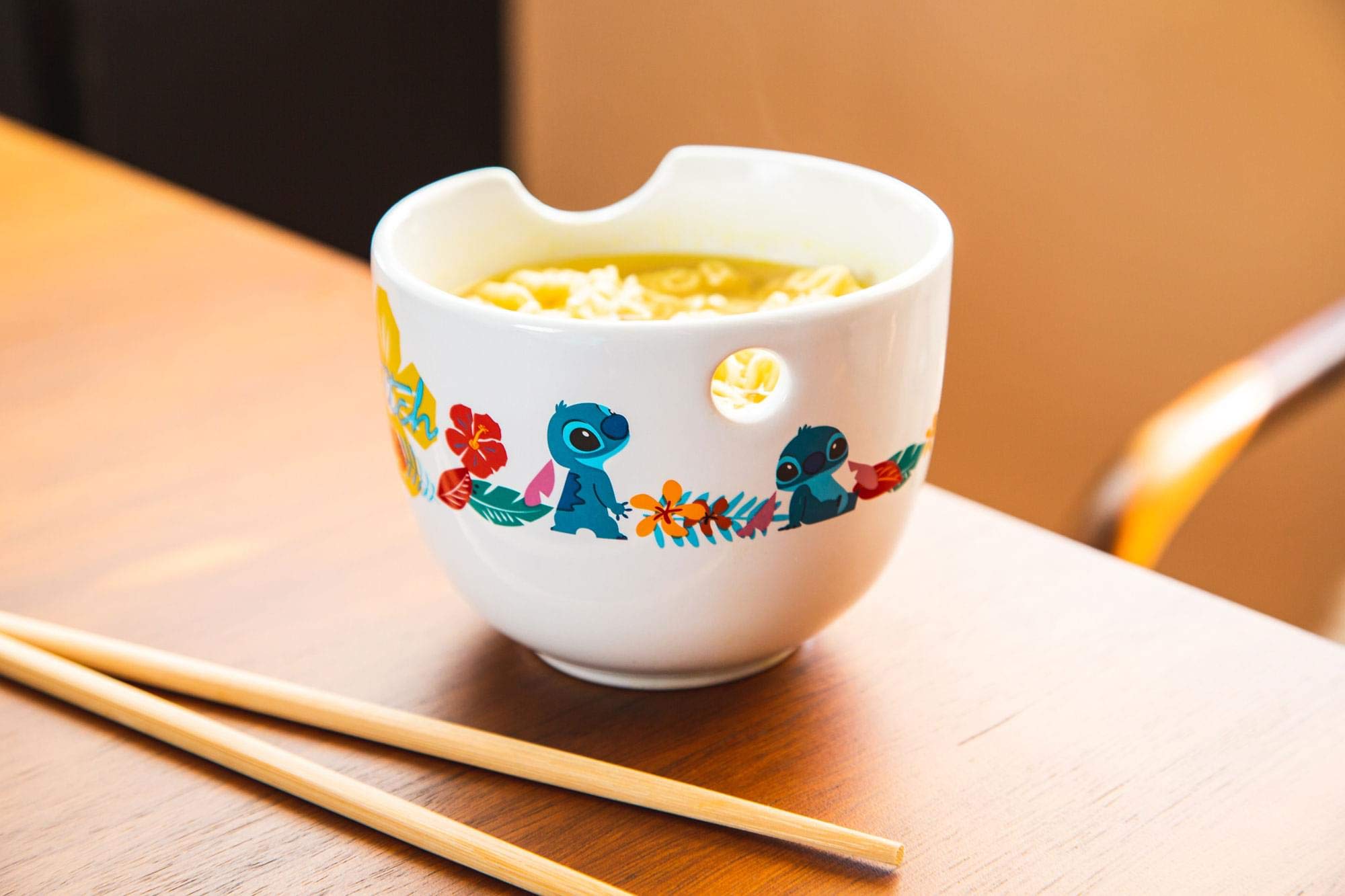 Robe Factory LLC Disney Lilo & Stitch Japanese Dinnerware Set | 16-Ounce Ramen Bowl, Chopsticks