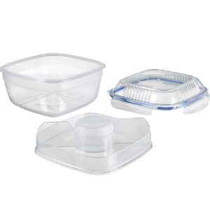 Lock & Lock Easy Essentials Food Storage Salad Bowl Container with Tray, 54-Ounce - Clear