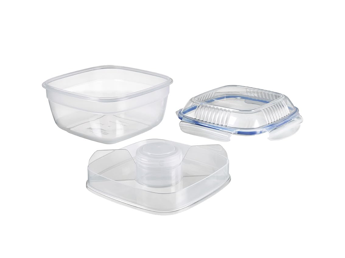 Lock & Lock Easy Essentials Food Storage Salad Bowl Container with Tray, 54-Ounce - Clear