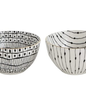 Creative Co-Op White & Black Varying (Set of 4 Designs) Bowls, L x W x H, Multicolor