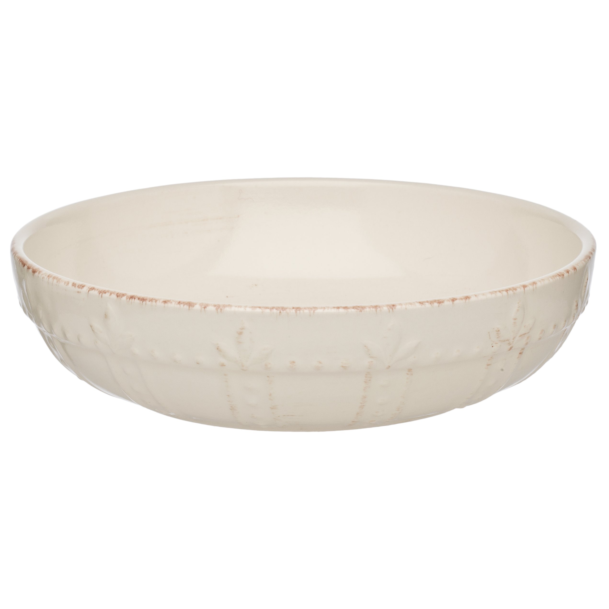 Signature Housewares Sorrento Collection 8-Inch Stoneware Pasta Bowl, Ivory Antiqued Finish