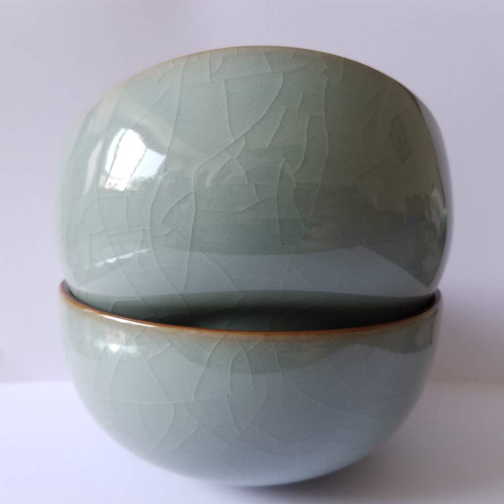 Bowl Celadon Glazed Chinese Rice 4.5Inch with Cracking(1, Light Grey)