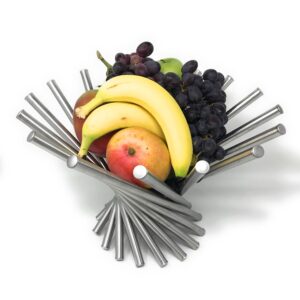 Modern Rotating Fruit Basket, Stainless Steel, by HomeSimple