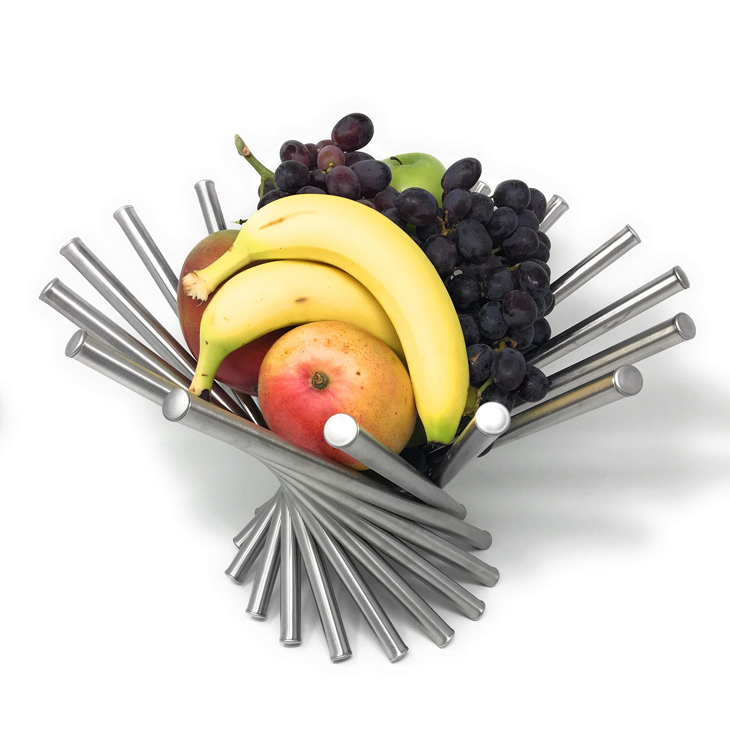 Modern Rotating Fruit Basket, Stainless Steel, by HomeSimple