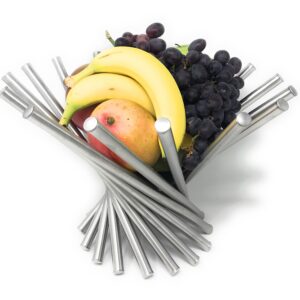 Modern Rotating Fruit Basket, Stainless Steel, by HomeSimple