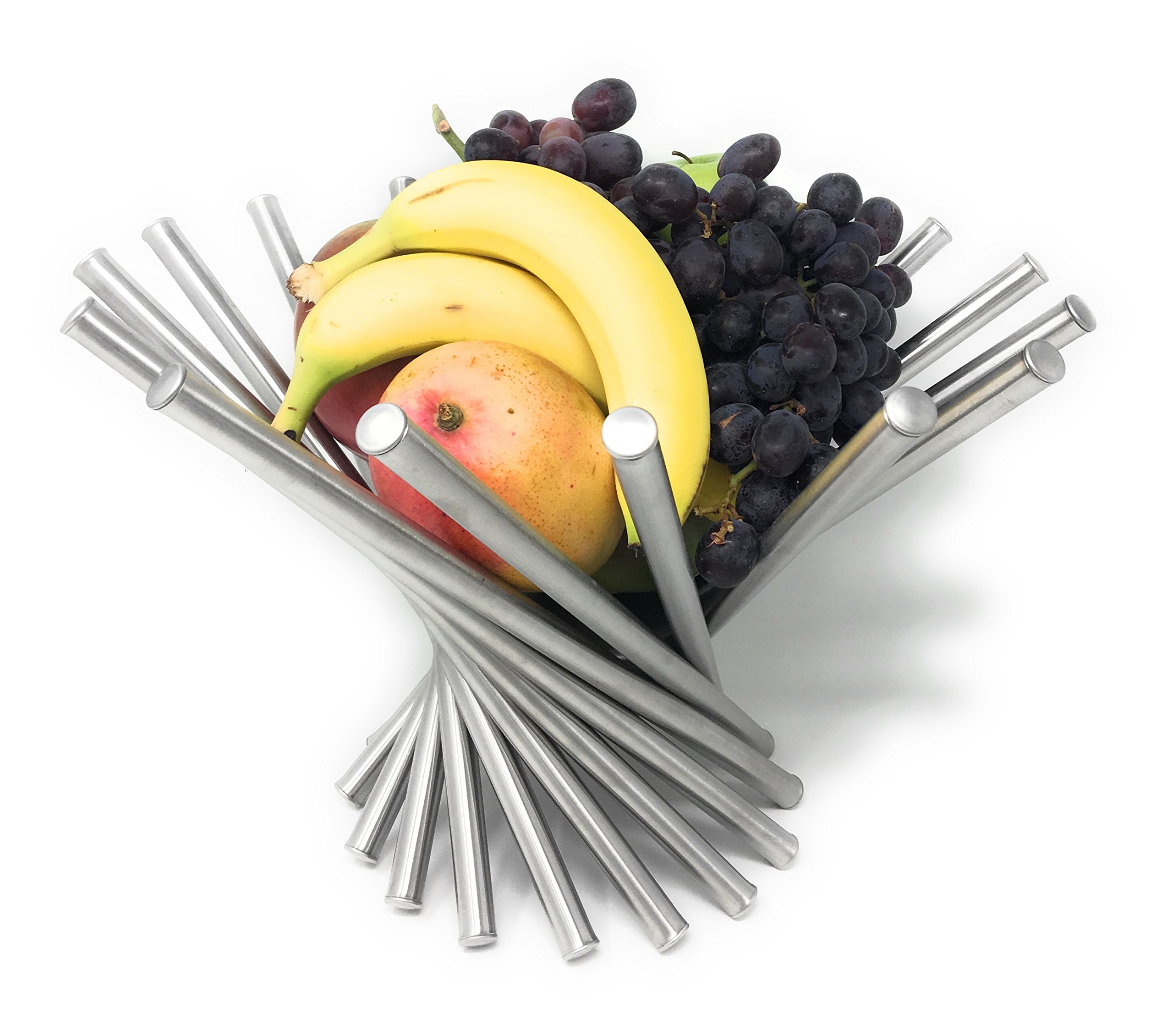 Modern Rotating Fruit Basket, Stainless Steel, by HomeSimple