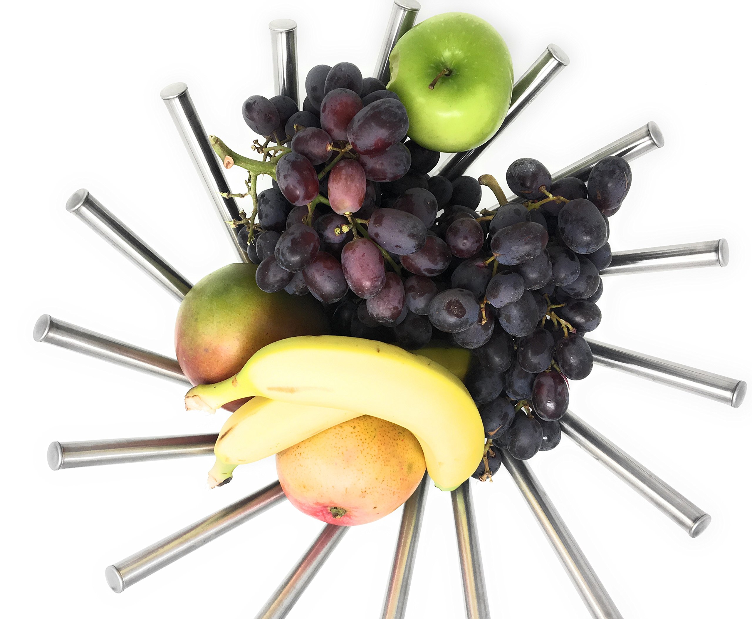 Modern Rotating Fruit Basket, Stainless Steel, by HomeSimple