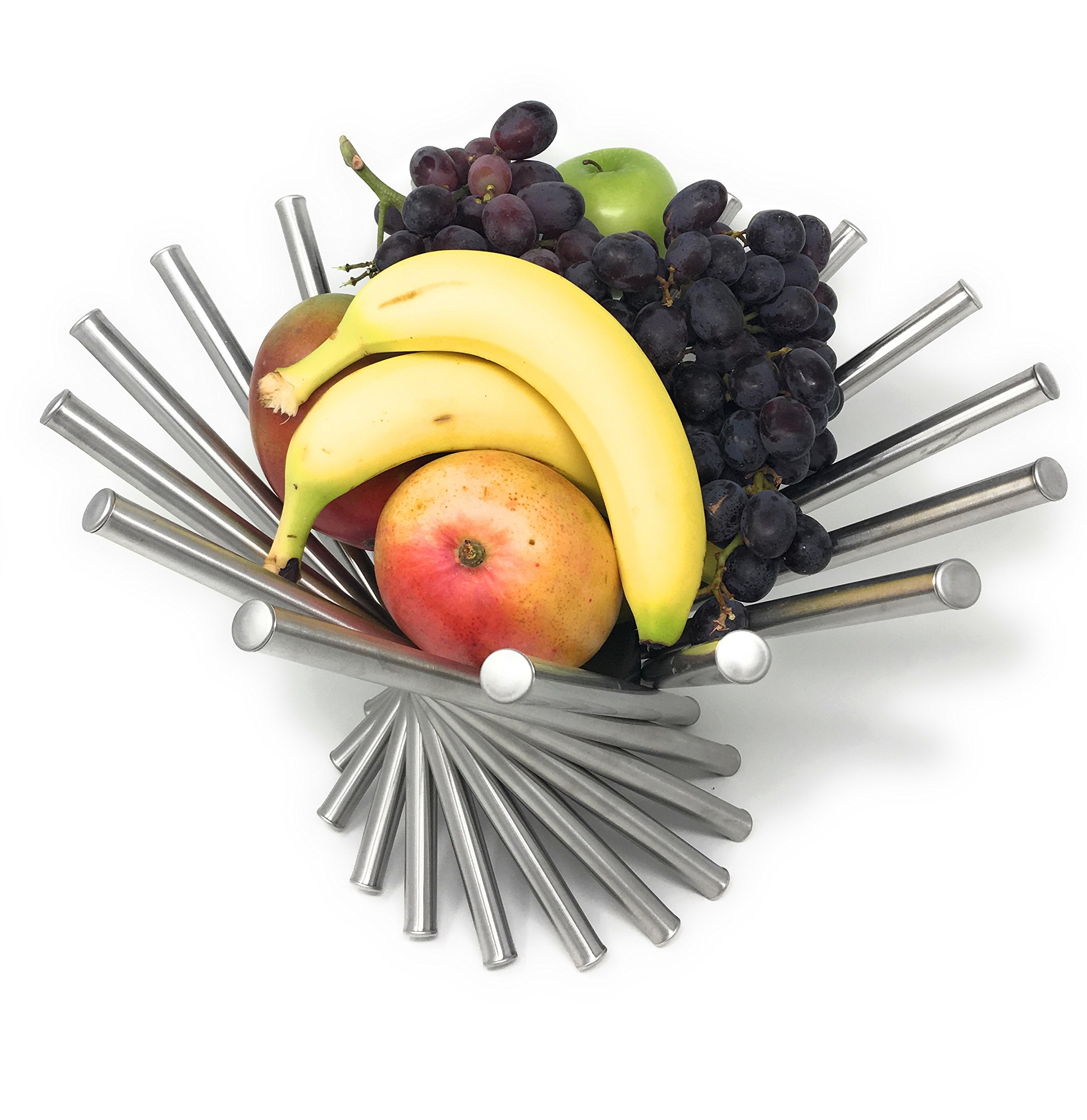 Modern Rotating Fruit Basket, Stainless Steel, by HomeSimple