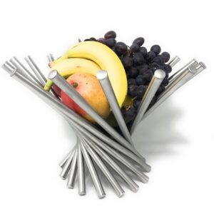 Modern Rotating Fruit Basket, Stainless Steel, by HomeSimple