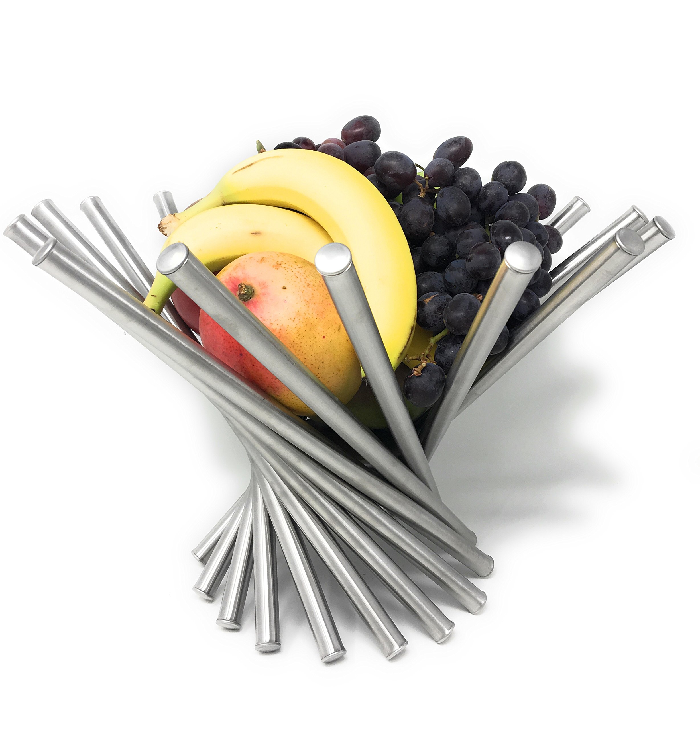 Modern Rotating Fruit Basket, Stainless Steel, by HomeSimple