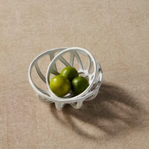 Mud Pie Ceramic Fruit Basket Set, White