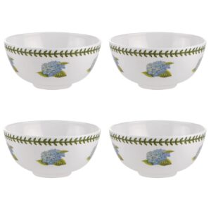 portmeirion botanic garden collection melamine bowls | set of 4 bowls with hydrangea motif | 6 inch bowls for soup, cereal, or salad | for indoor and outdoor use | dishwasher safe