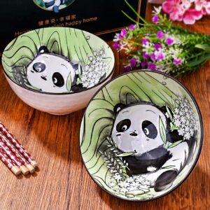 Ceramic Rice Bowls set, Lovely Panda Bowl Serving Soup Rice, As a Good Gift (2)