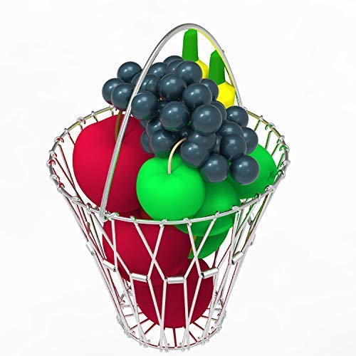 Storage Basket Multivariate Fruit Basket Bowl Countertop Deformable Stainless Steel Fruit Storage Basket Wire Bowl Multipurpose for kitchen Living room bathroom room Dining Room Bedroom or Coffee Shop